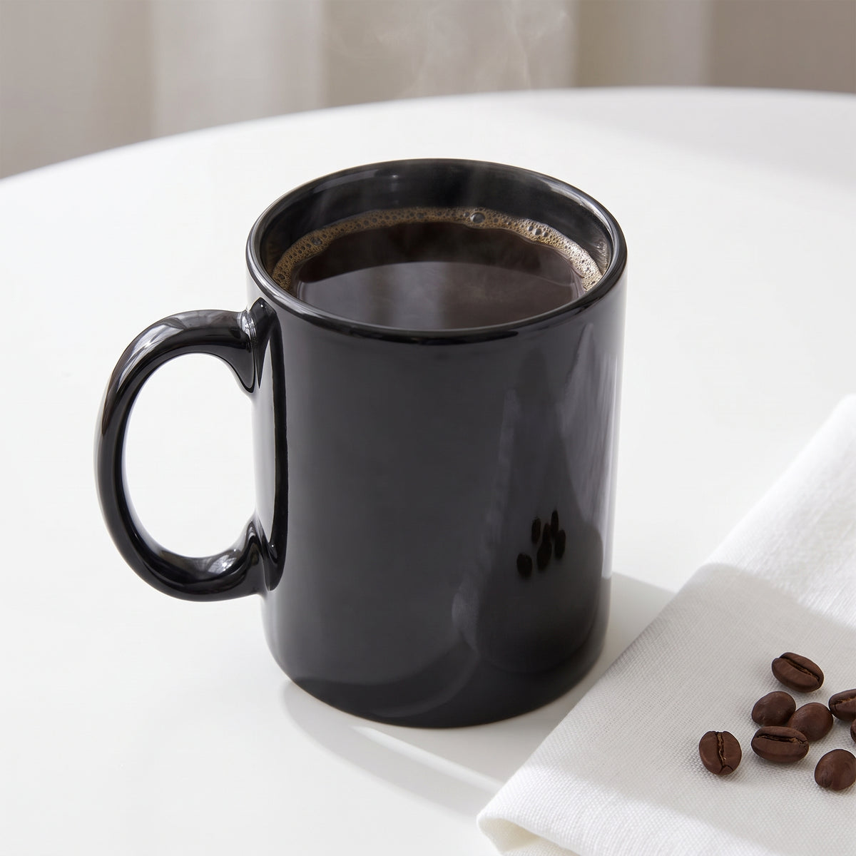 Tasse à café noire en céramique et grès – 12 oz / 355 ml
