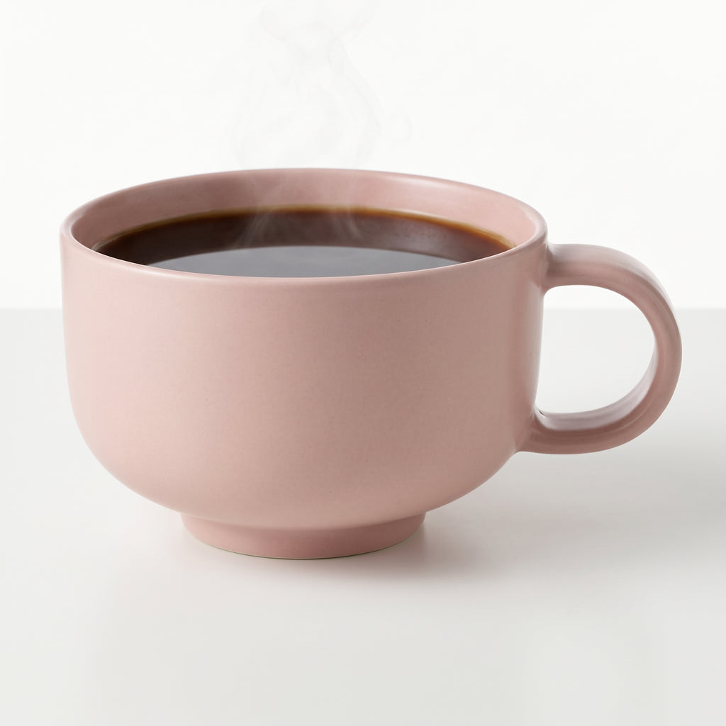 Tasse à café en céramique rose poudré – Design élégant et arrondi